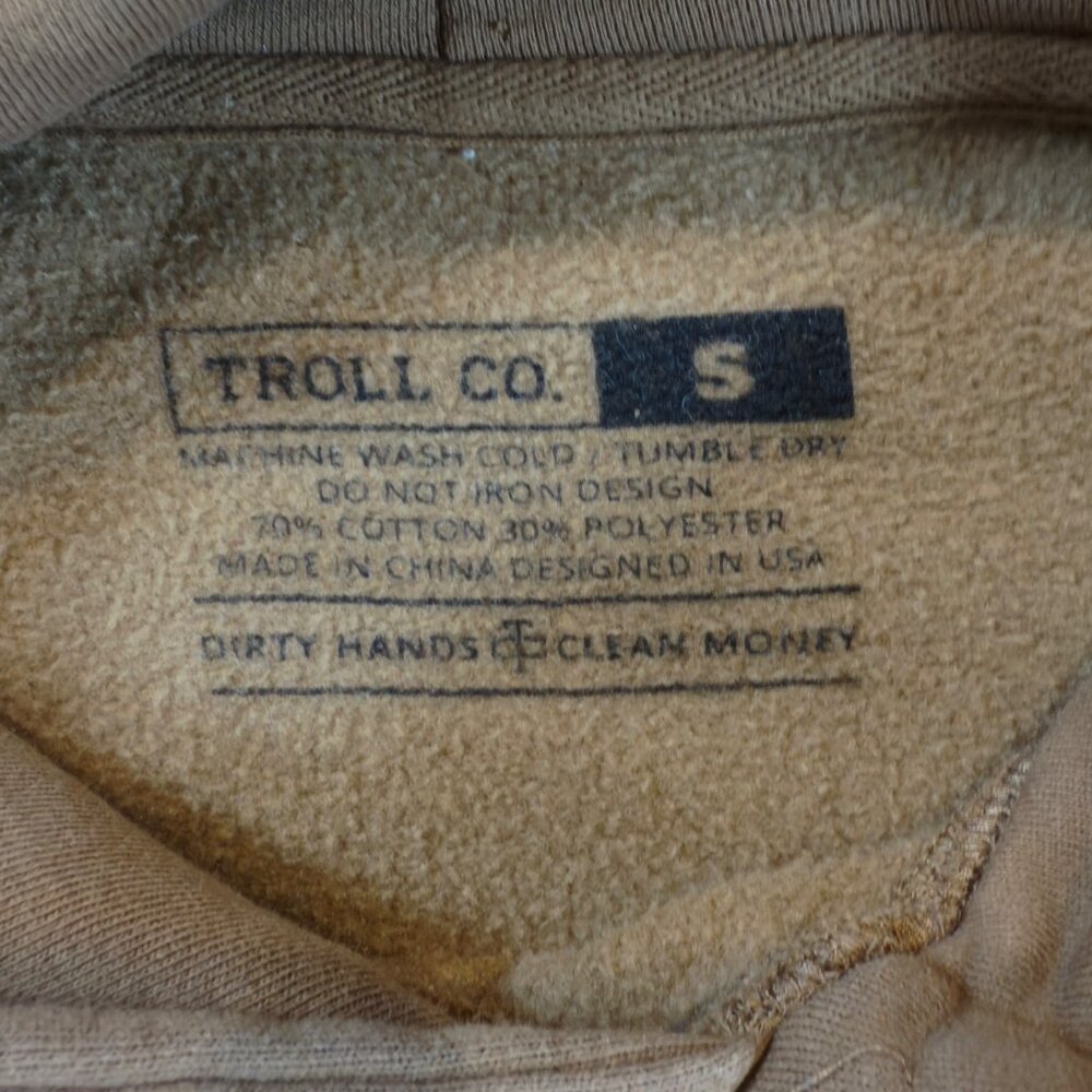 Troll Co Hoodie Brown Pay Me for My Experience Graphic Pullover Men's S Caramel - Picture 6 of 11